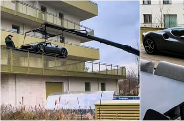 Erkélyen parkolt egy Ferrari: a tulaj szerint nem volt hely a társasházi garázsban